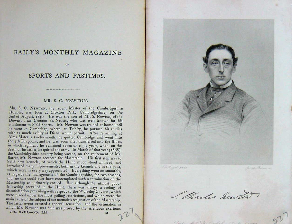 Original Old Antique Print *0276 1870 Portrait Mr Newton Master Cambridgeshire