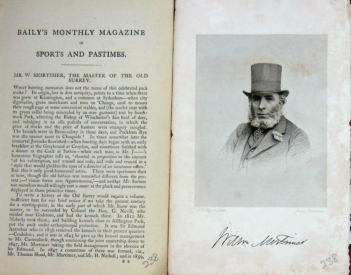 Original Old Antique Print 1871 Portrait Mortimer Master Surrey Sport Victorian