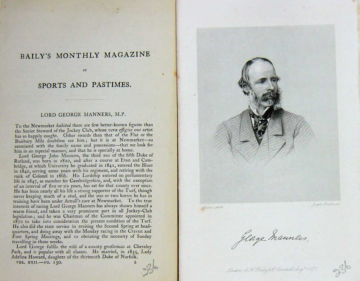 Original Old Antique Print 1872 Portrait Lord George Manners Parliament 19th