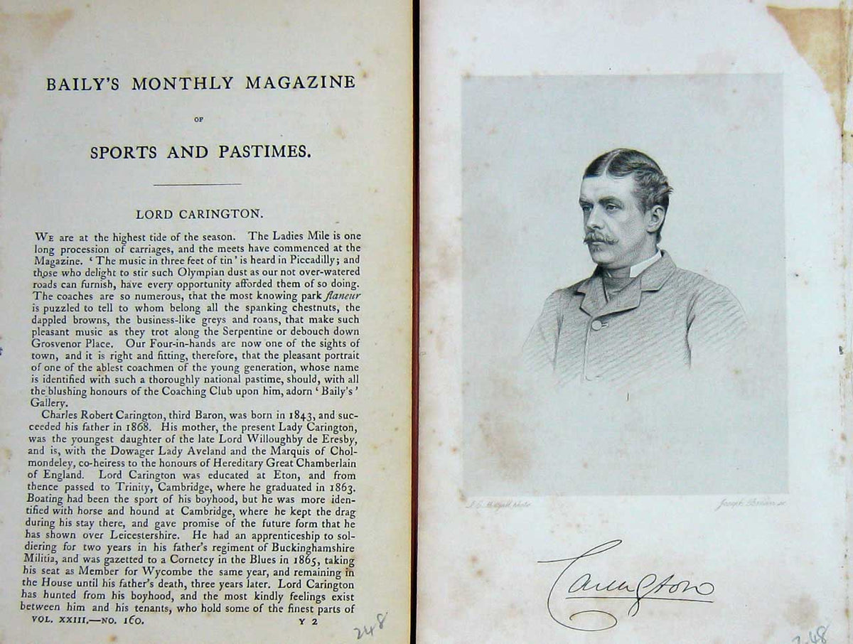 Original Old Antique Print Ref.733 1873 Portrait Charles Robert Lord Carington