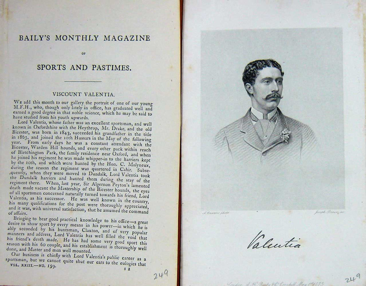 Original Old Antique Print Ref.734 1873 Portrait Viscount Valentia Master Hunt