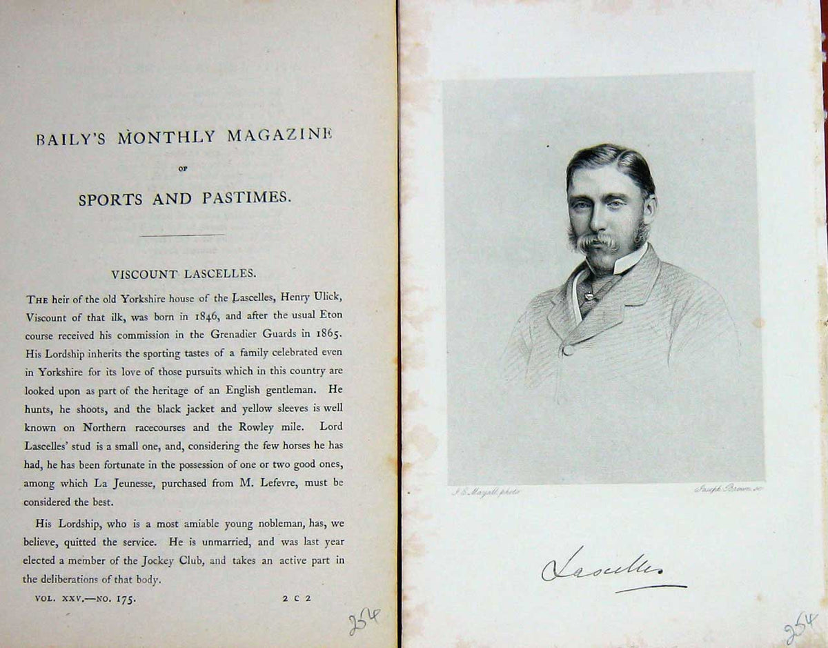 Original Old Antique Print 1874 Portrait Viscount Lascelles Henry Ulick 19th