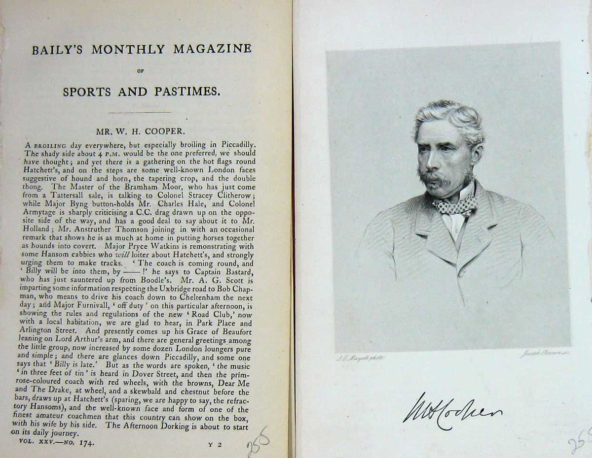 Old Antique Print Ref.736 1874 Portrait Mr W. H. Cooper Bramham Master