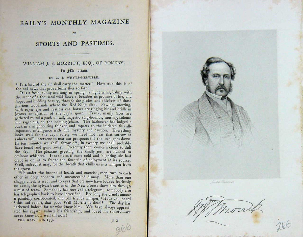 Original Old Antique Print 1874 Portrait William J.S Morritt Esq.Rokeby 19th