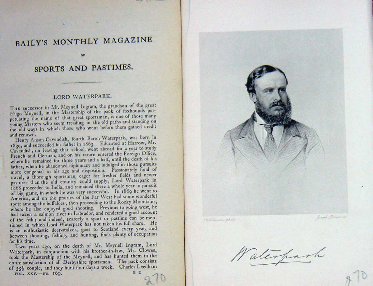 Original Old Antique Print Ref.741 1874 Portrait Lord Waterpark Master Hounds