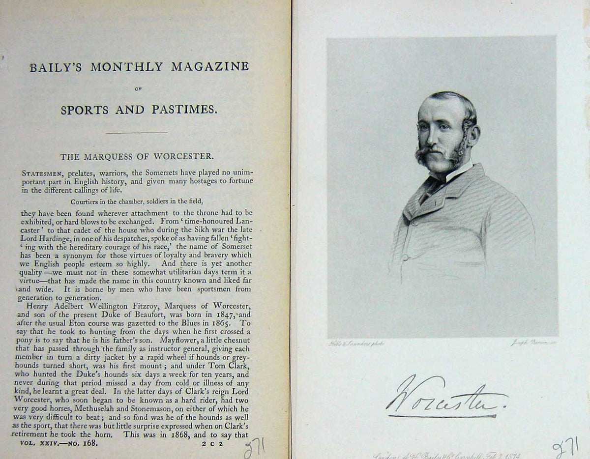 Original Old Antique Print 1874 Portrait Marquess Worcester Fitzroy Victorian