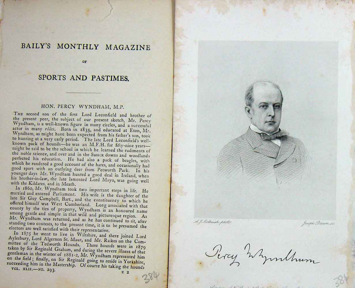 Original Old Antique Print Portrait 1884 Hon. Percy Wyndham Parliament 19th