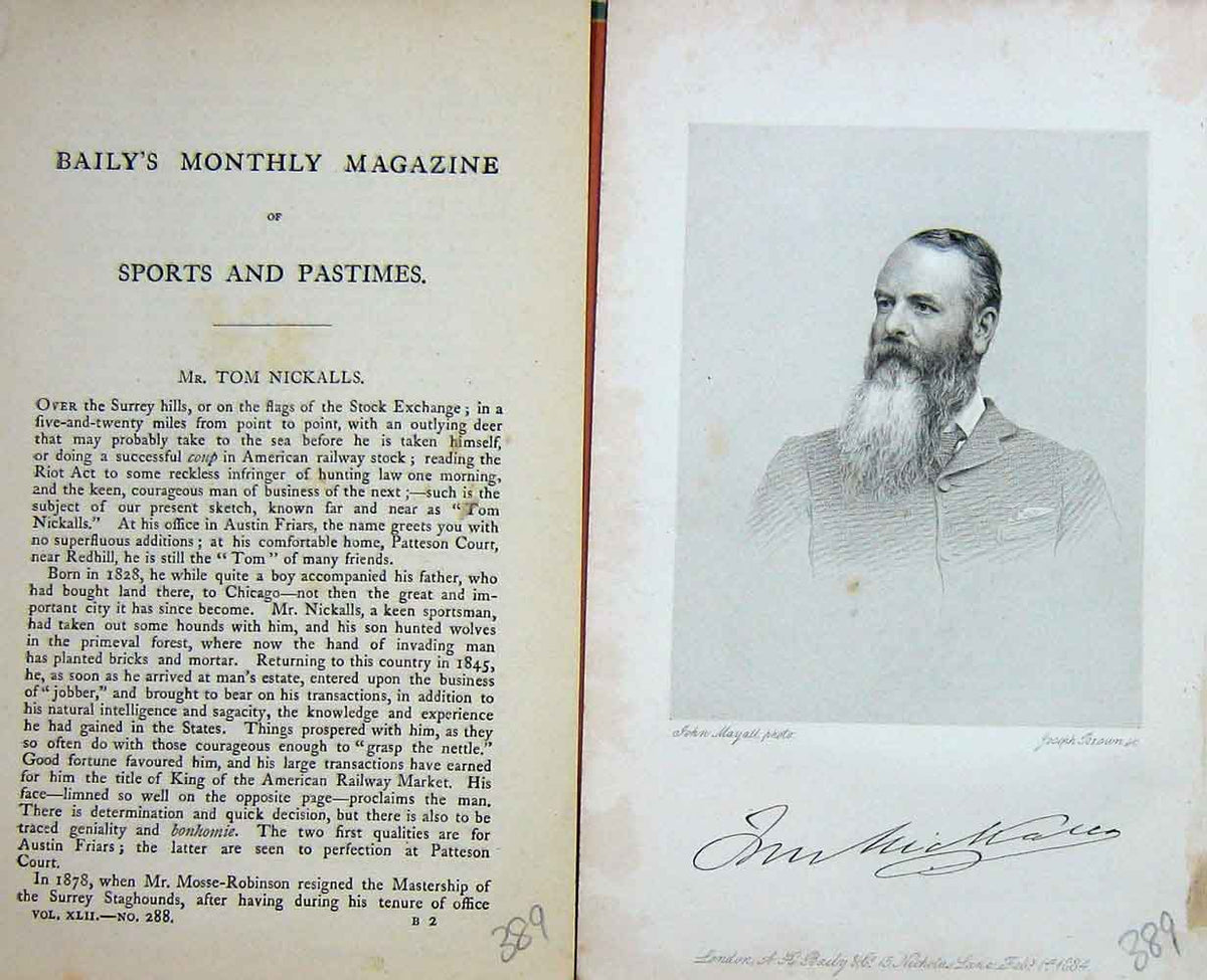 Original Old Antique Print Portrait 1884 Mr Nickalls Patteson Courtredhill 19th