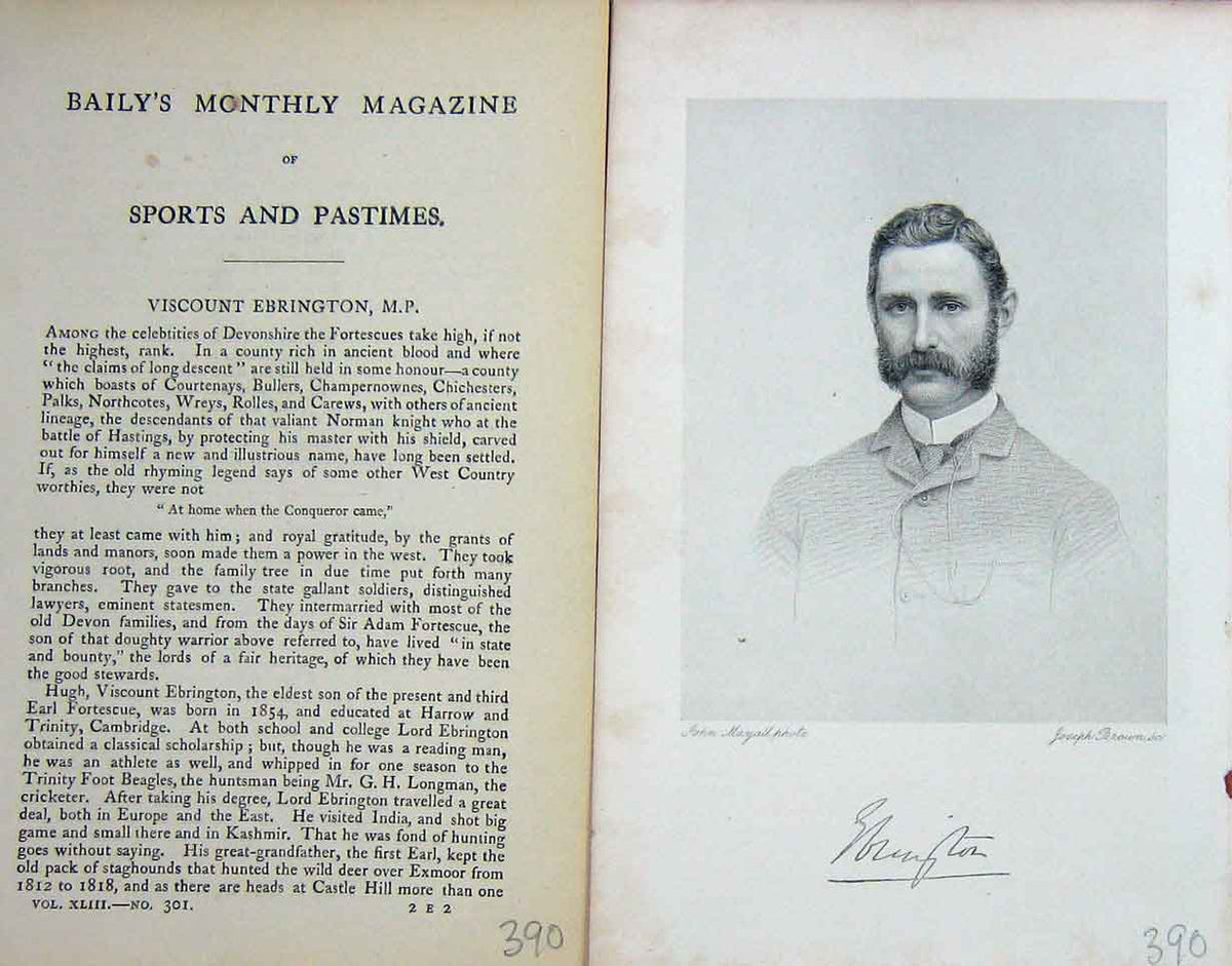 Original Old Antique Print Portrait 1885 Viscount Hugh Ebrington M.P Victorian