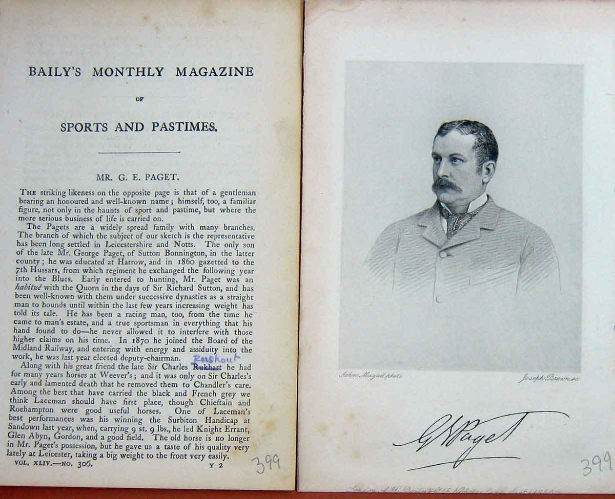 Original Old Antique Print Portrait 1885 Mr George Paget Bonnington Victorian