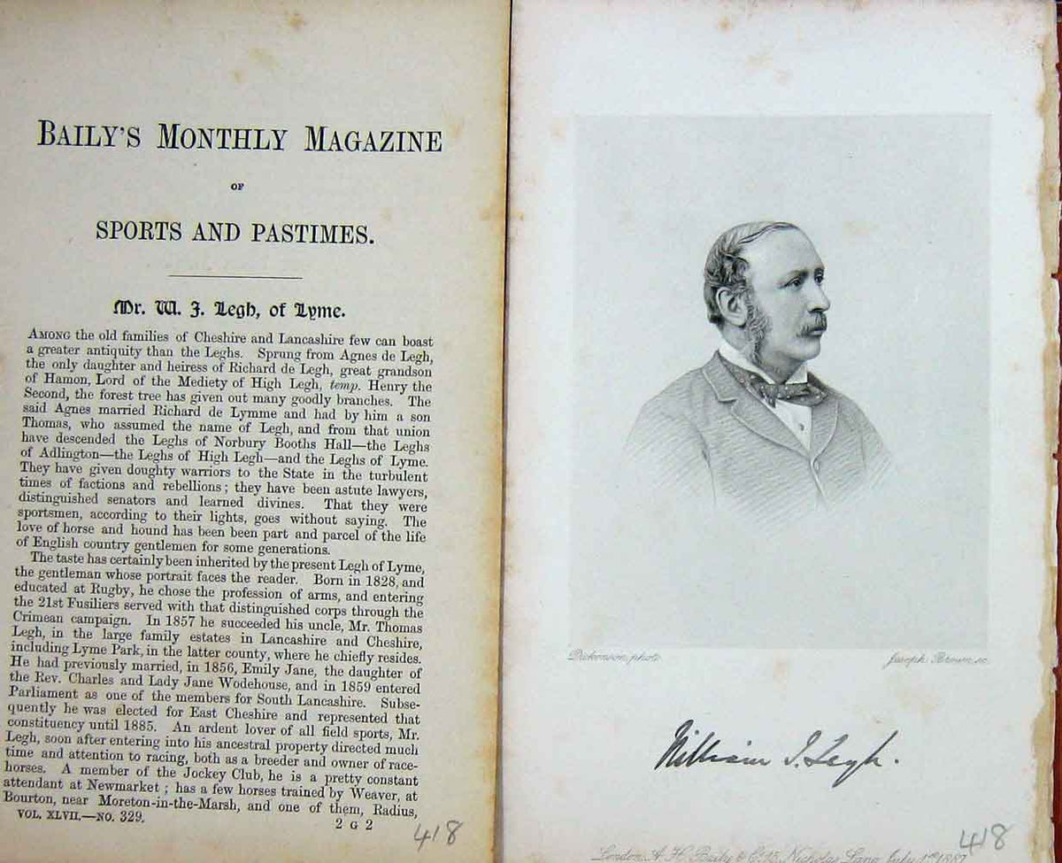 Original Old Antique Print Mr W.J. Leah Lyme Sportsman Portrait 1887 Victorian