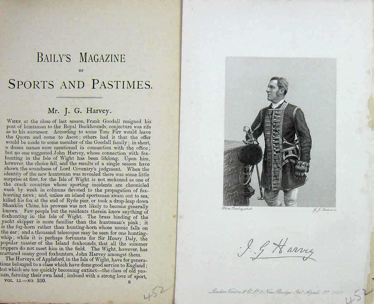 Original Old Antique Print Baily'S Magazine 1889 Portrait Captain Machell Sport