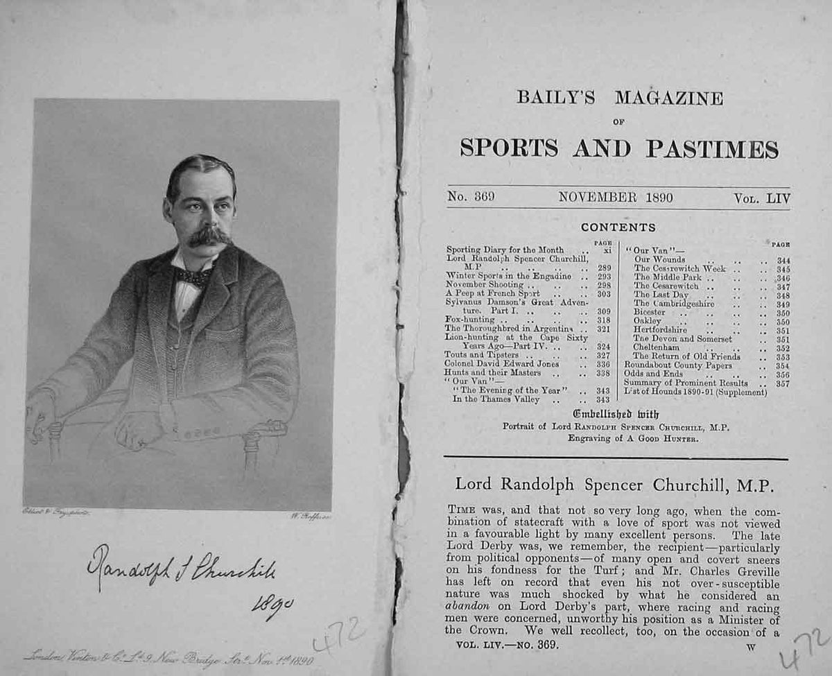 Original Old Antique Print Portrait 1890 Lord Randolph Spencer Churchill 19th