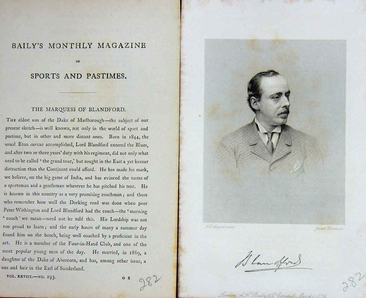 Original Old Antique Print 1876 Marquess Blandford Sportsman Portrait Victorian