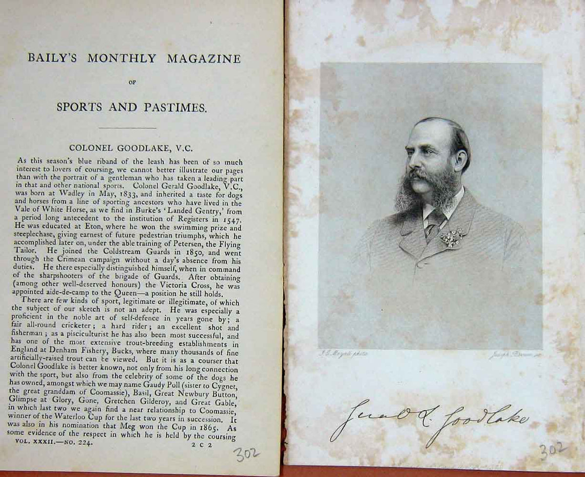 Original Old Antique Print Portrait 1878 Colonel Goodlake V.C Sportsman 19th