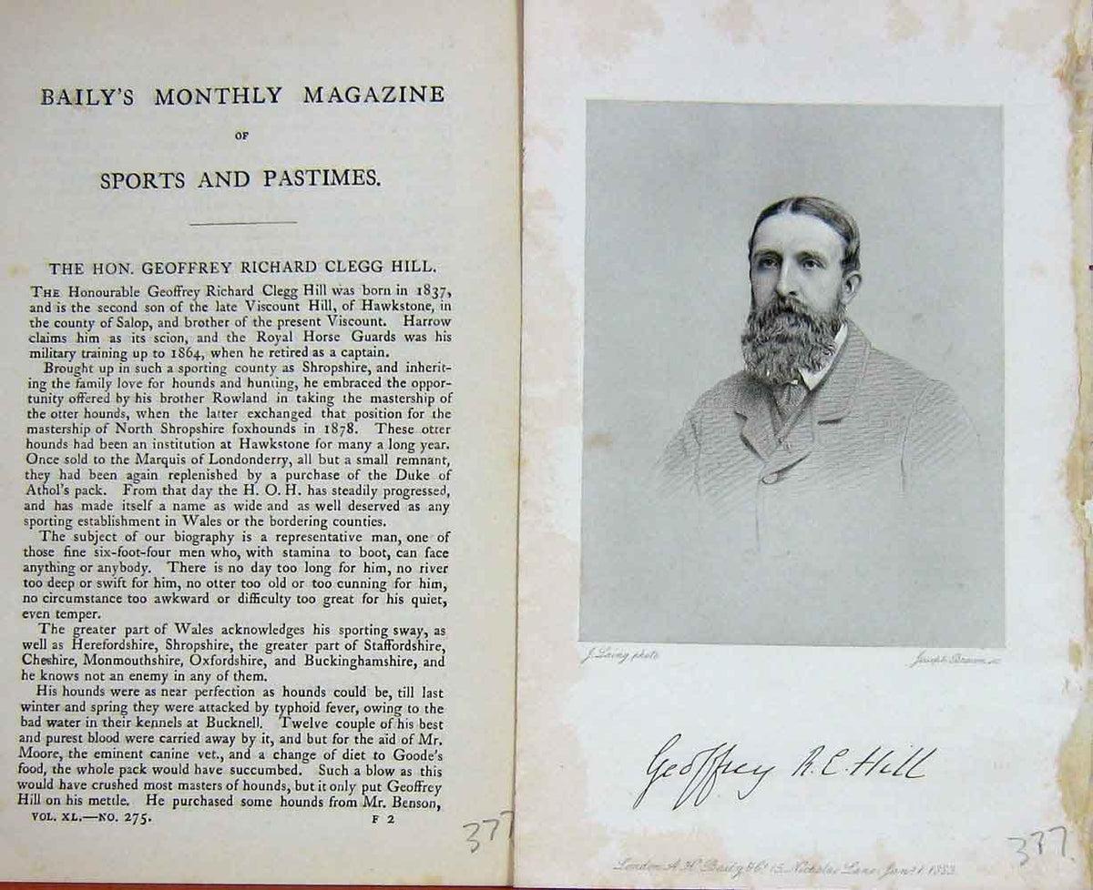 Original Old Antique Print Geoffrey Richard Clegg Hill Portrait 1883 Victorian