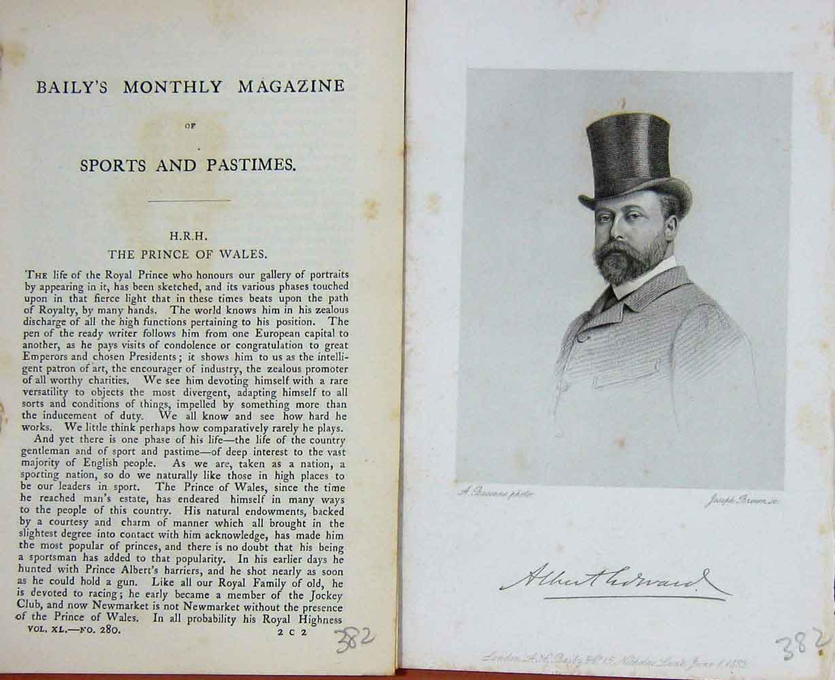 Original Old Antique Print Portrait 1883 H.R.H Prince Wales Royalty Victorian
