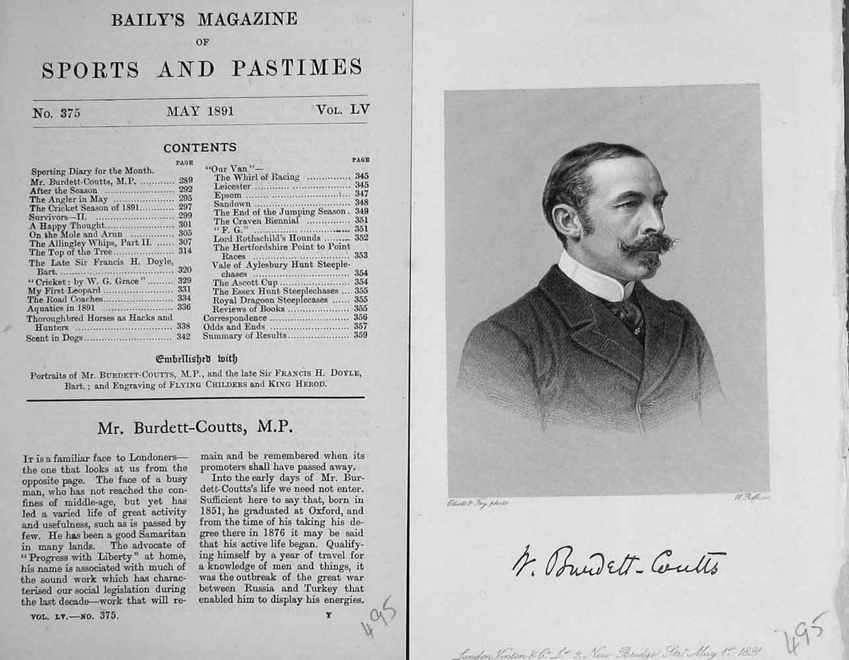 Original Old Antique Print Portrait 1891 Mr Burdett-Coutts M.P Sportsman 19th