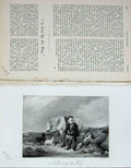 Original Old Antique Print Man Hunting Horse Dogs Country Baily'S