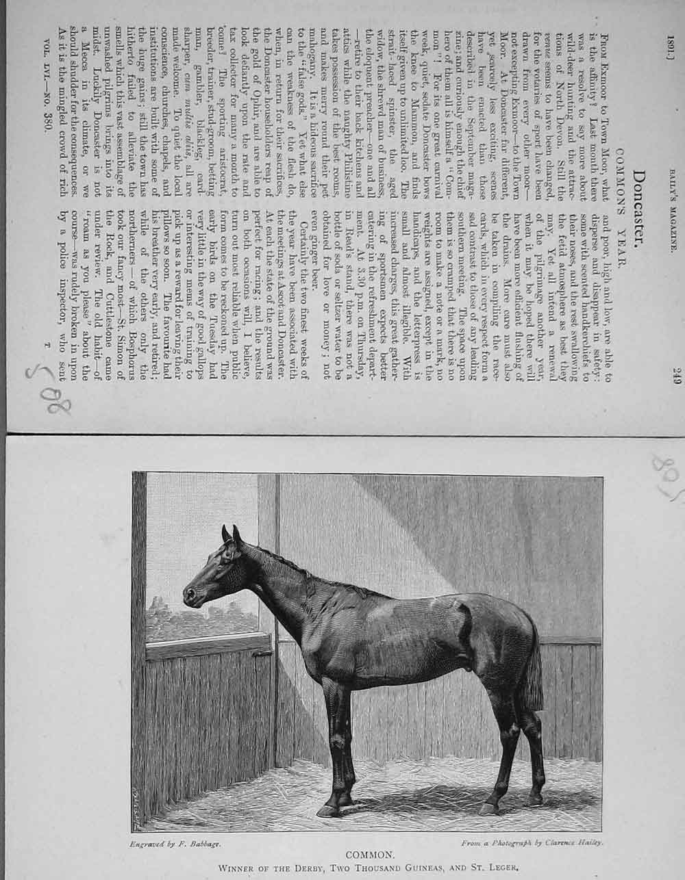 Old Antique Print 1891 Horse Racing Sport Common Derby St Leger Guineas 19th