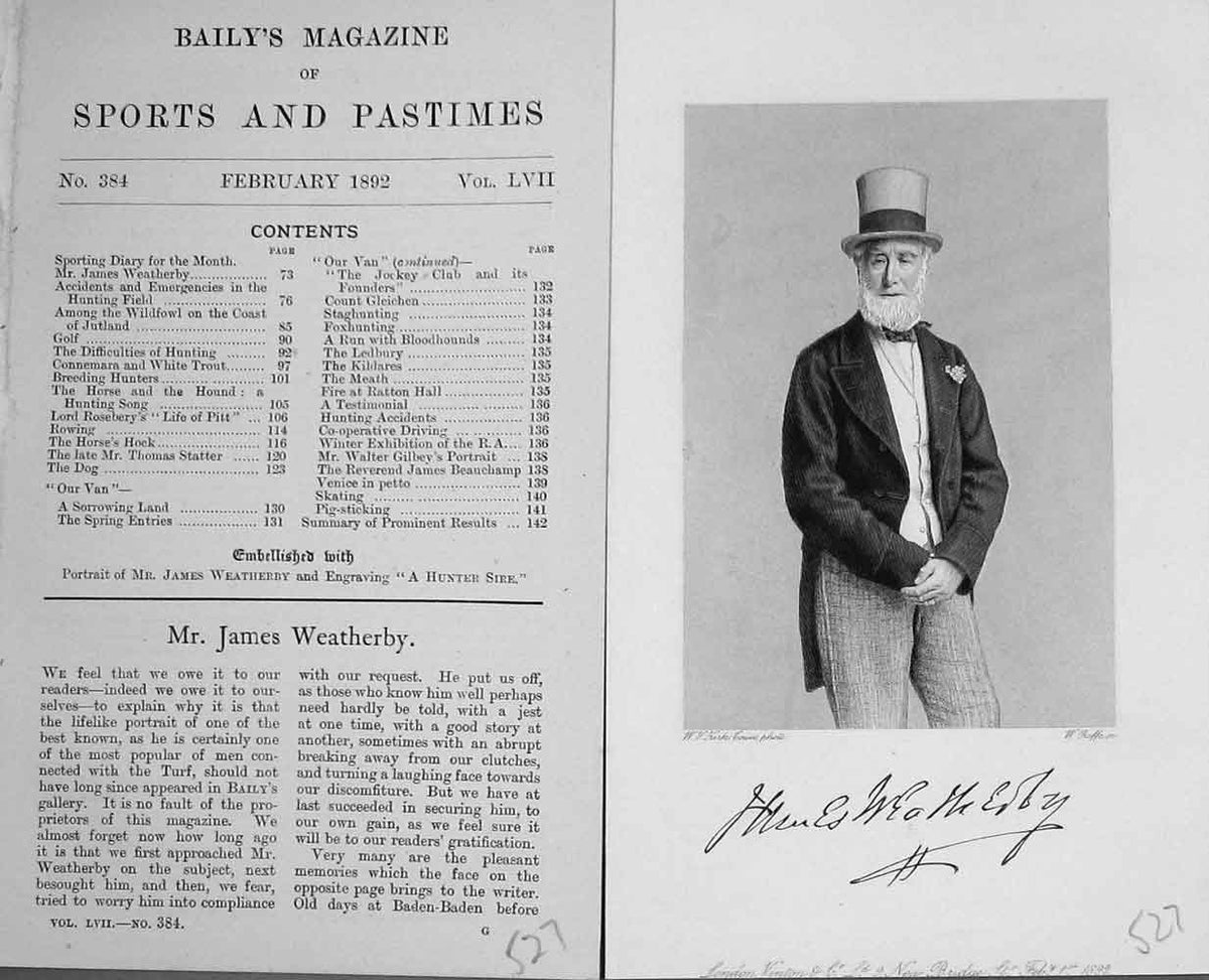 Original Old Antique Print Portrait 1892 Mr James Weatherby Sportsman Victorian