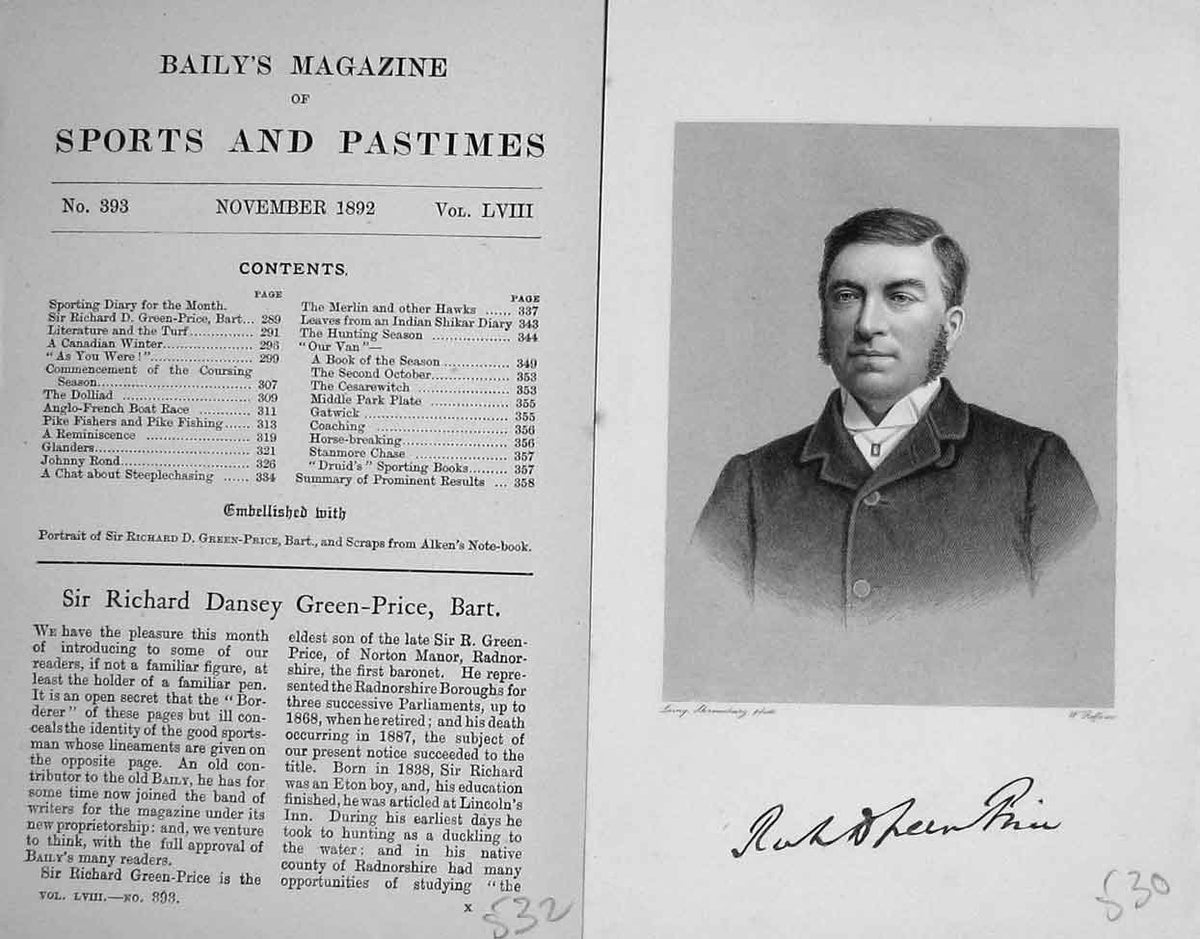 Original Old Antique Print Portrait 1892 Richard Dansey Green-Price Bart 19th