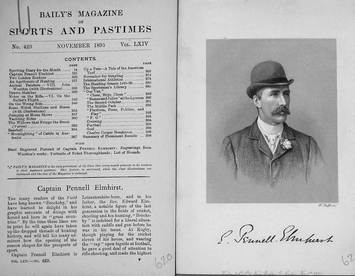 Original Old Antique Print Portrait 1895 Captain Pennell Elmhirst Sports 19th