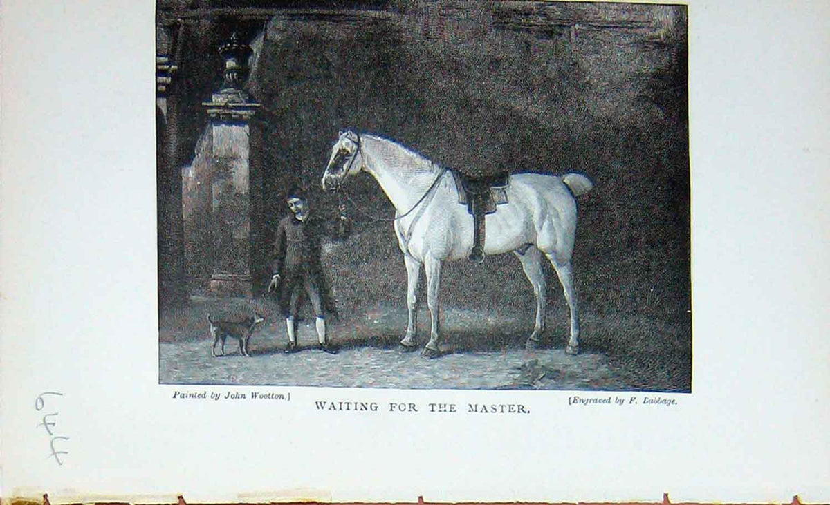 Original Old Antique Print Baily'S Magazine 1895 Hunting Horse Stable Sport Dog