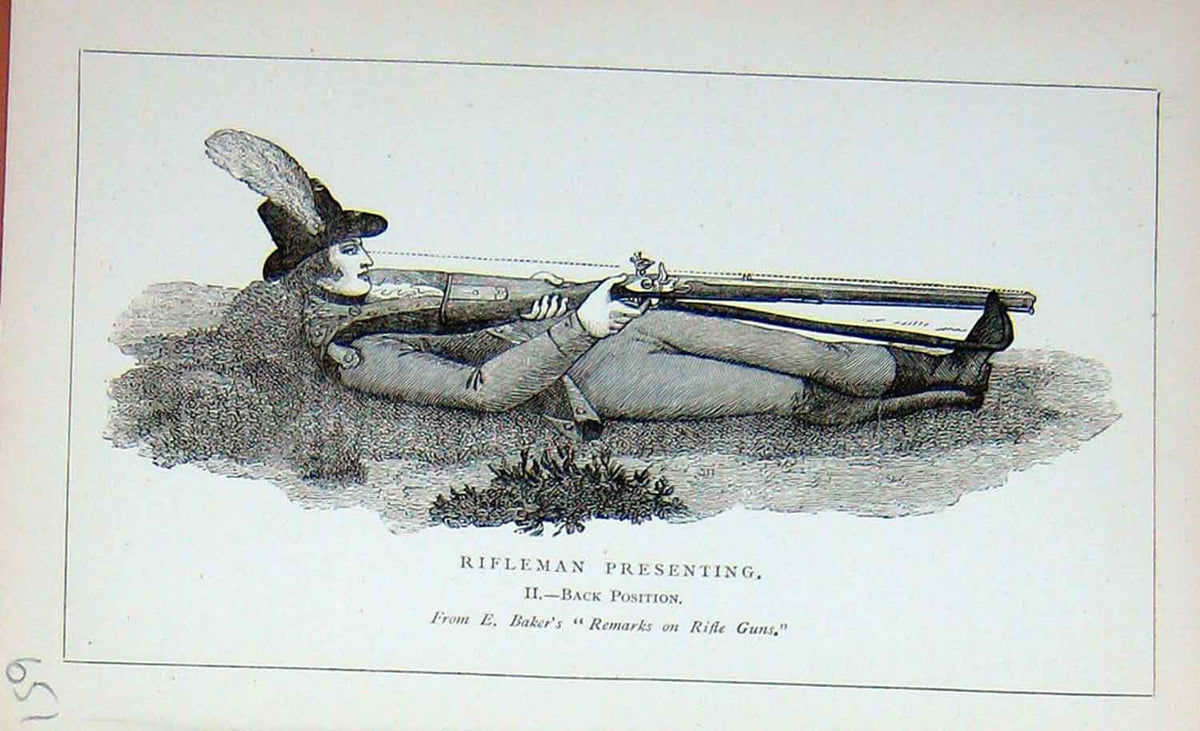 Original Old Antique Print Portrait 1895 Rifleman Shooting Sportsman Victorian