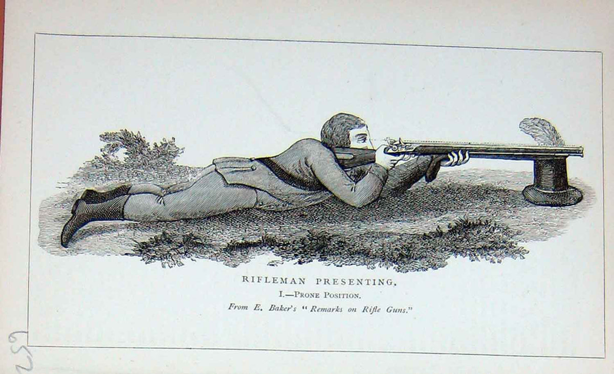 Original Old Antique Print Portrait 1895 Rifleman Man Shooting Sportsman 19th
