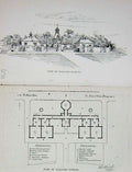Original Old Antique Print Plan View Stallion Stables Horses Sport 1895 19th
