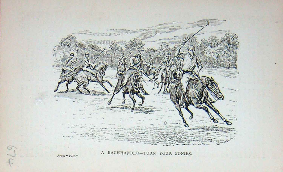 Old Antique Print Polo Ponies Sport 1895 Horses Country Baily'S Magazine 19th