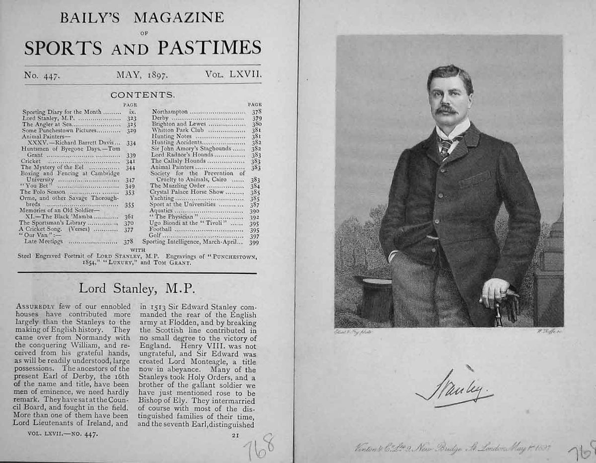 Original Old Antique Print Portrait 1897 Lord Edward Stanley Parliament 19th