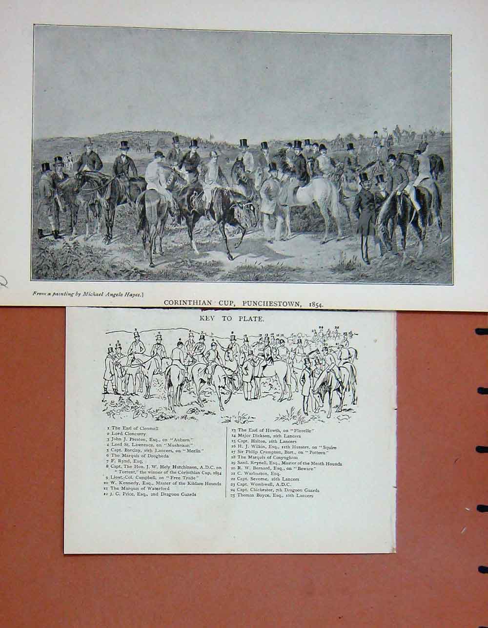 Original Old Antique Print Sport Corinthian Cup Horses Punchestown Hunting 1897