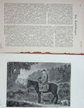 Old Antique Print Hunting Man Horse Dogs Fox Country Trees Baily'S 1897 19th