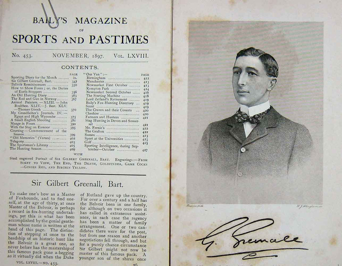 Original Old Antique Print Portrait 1897 Sir Gilbert Greenall Bart Master 19th