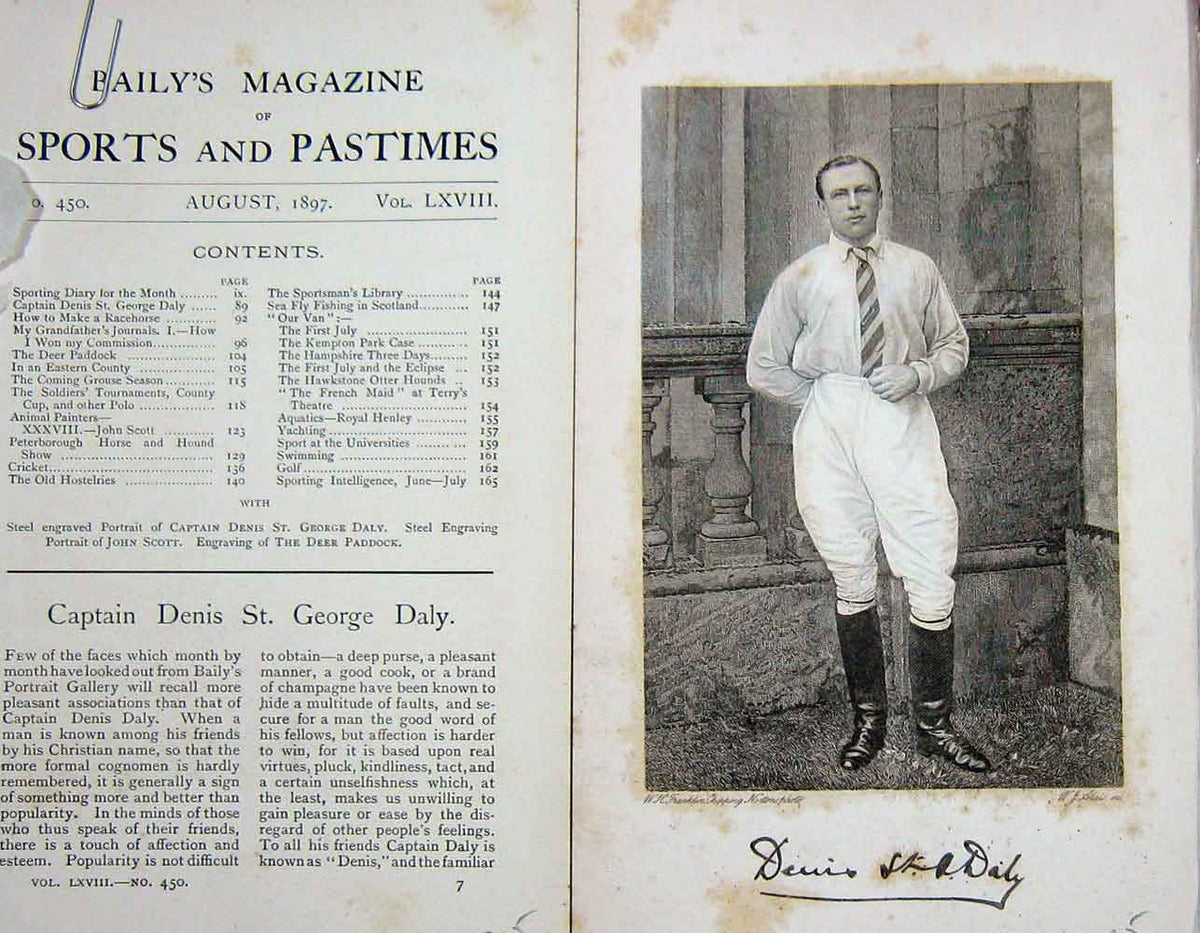 Original Old Antique Print Captain Denis St George Daly Portrait 1897 Victorian