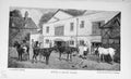 Original Old Antique Print Baily'S Magazine 1896 Horses Stables Houses Country