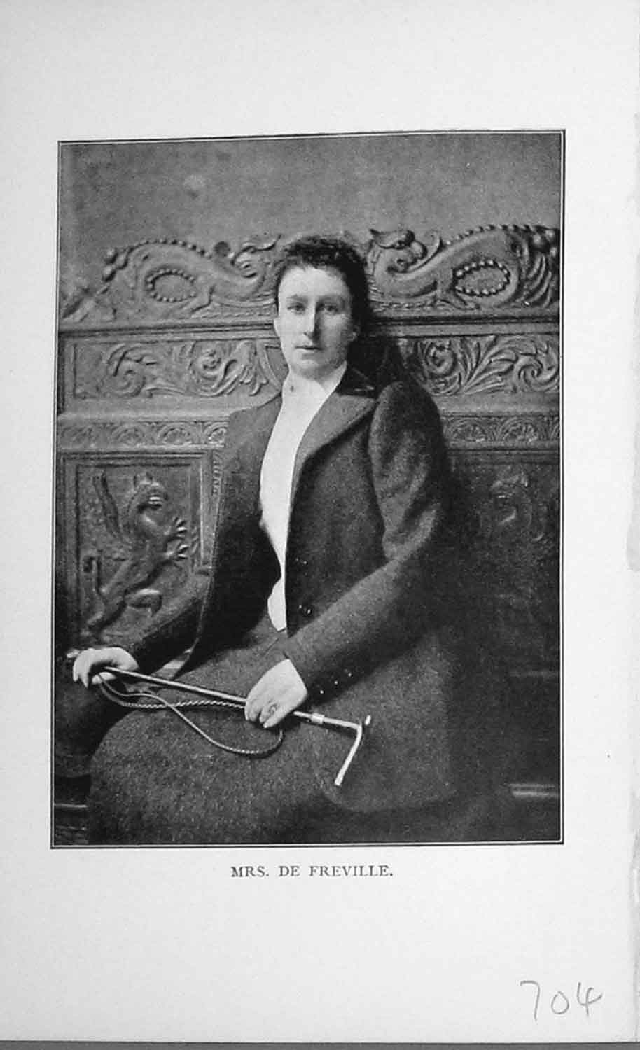 Original Old Antique Print Mrs De Freville Sportswoman Portrait 1896 Victorian