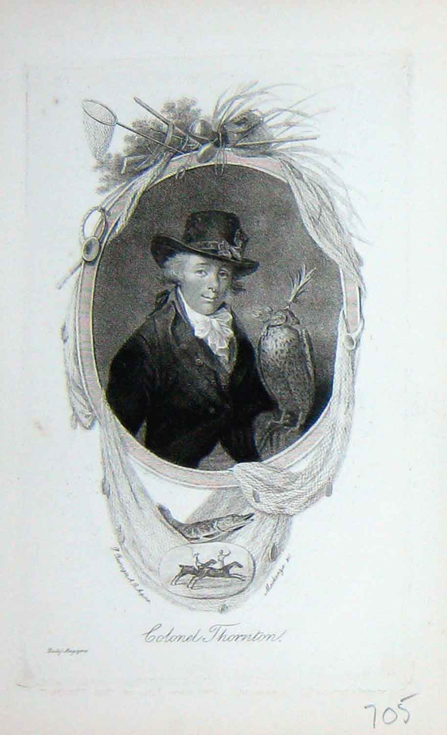 Original Old Antique Print Portrait 1896 Colonel Thornton Sportsman Victorian