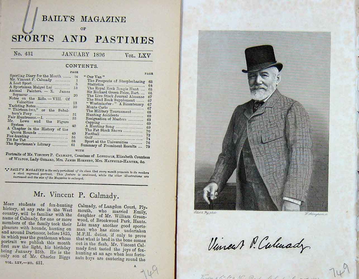 Original Old Antique Print Portrait 1896 Mr Vincent Calmady Photograph 19th