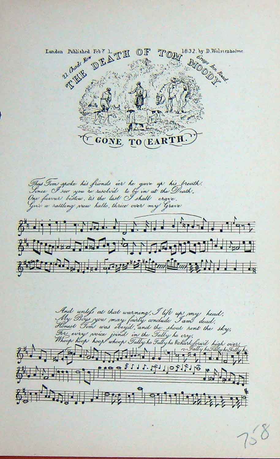 Original Old Antique Print Sheet Music Death Tomb Moody Gone To Earth 1896 19th