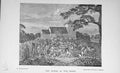 Original Old Antique Print Scene Burial Tom Moody Grave Church Horse Dogs 1896