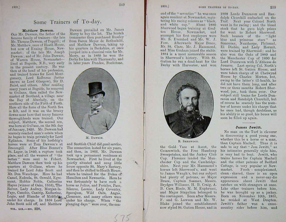 Old Antique Print Booklet Trainers 1893 Porter Sherwood Ryan Marsh Sport 19th