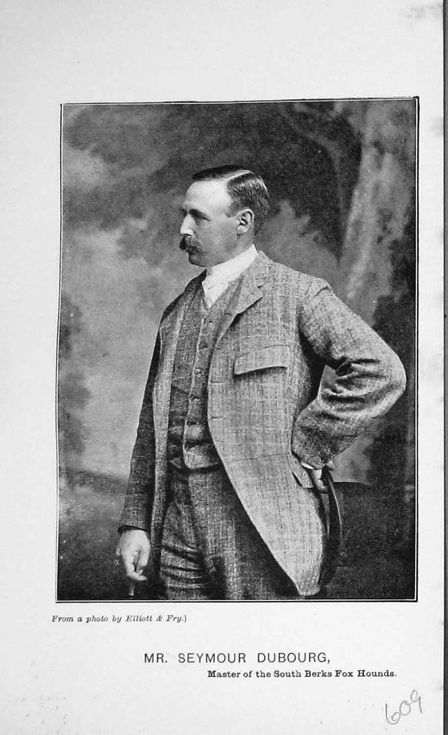 Original Old Antique Print Portrait 1894 Mr Seymour Dubourg Master Berks 19th