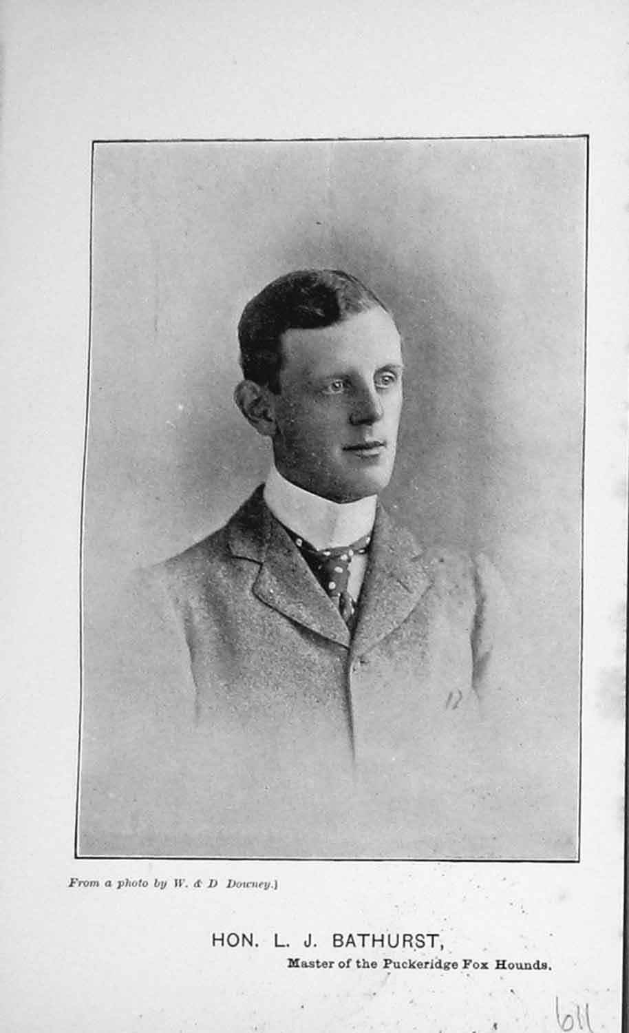 Original Old Antique Print Portrait 1894 Hon. L.J Bathurst Puckeridge Victorian