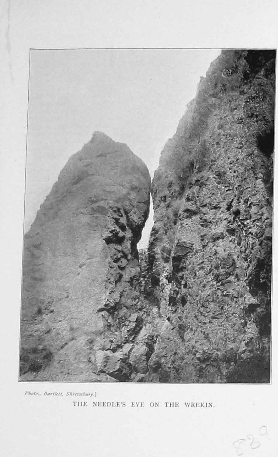 Original Old Antique Print Photograph 1898 Needle'S Eve Wrekin Mountains 19th