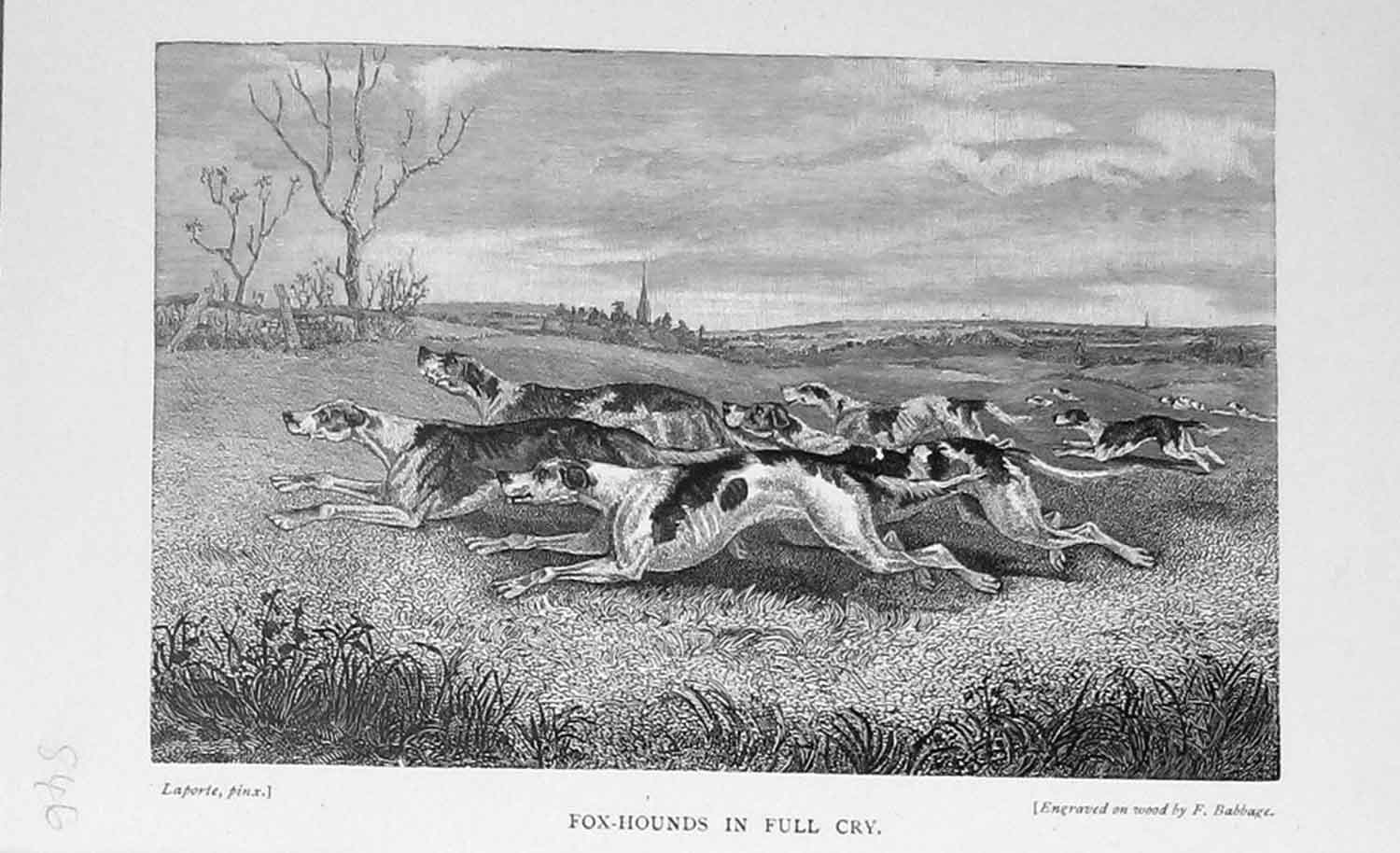 Original Old Antique Print Fox Hunting Hounds Dogs Sport Baily'S Magazine 1898