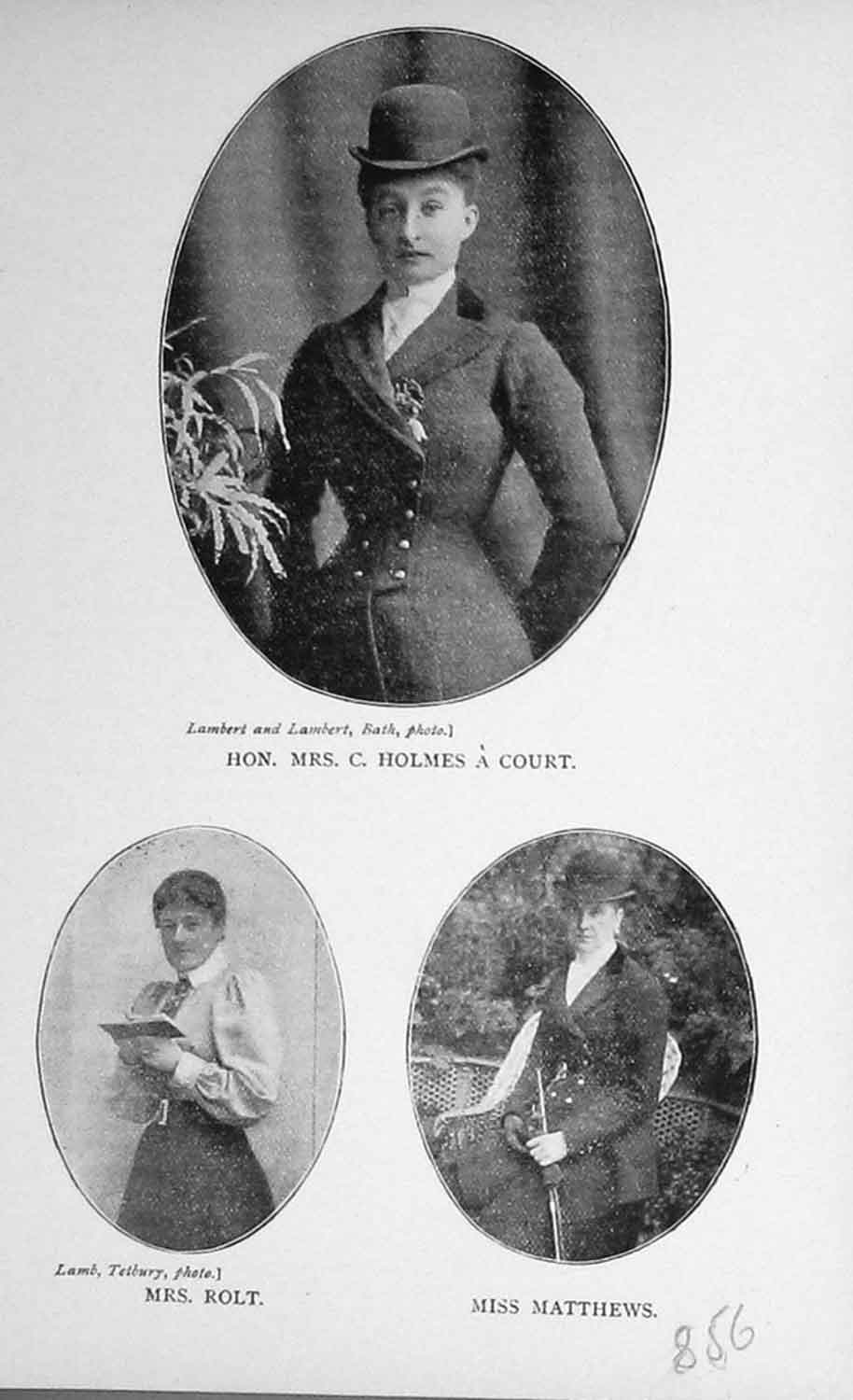 Old Antique Print Mrs Holmes A Court Rolt Miss Matthews Photograph 1898 19th