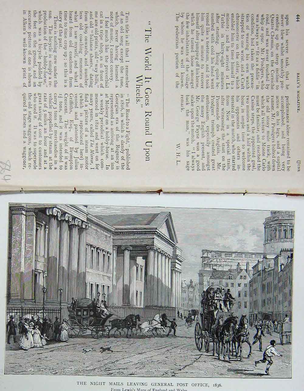 Original Old Antique Print Baily'S Magazine 1898 Night Mail General Post Office